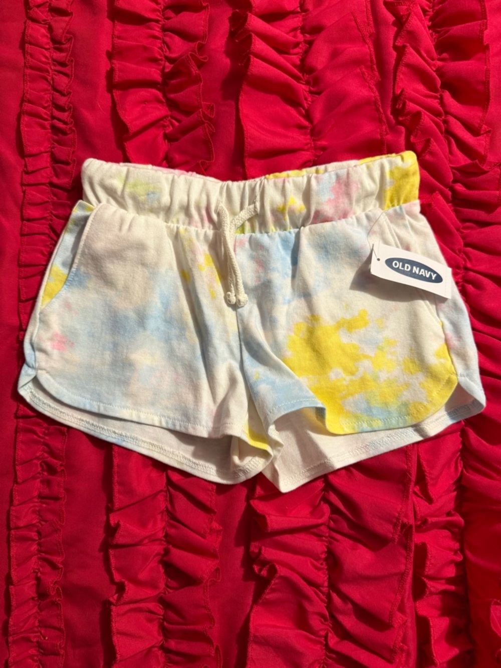 Old Navy Tie-Dye Girls' Shorts in Yellow, Blue, Pink on White
